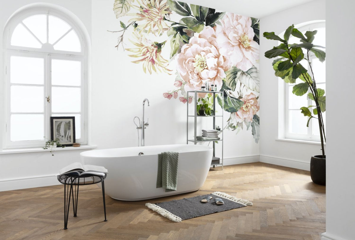Sanders & Sanders fotobehang romantische bloemen roze en groen - 300 x 280 cm - 612008