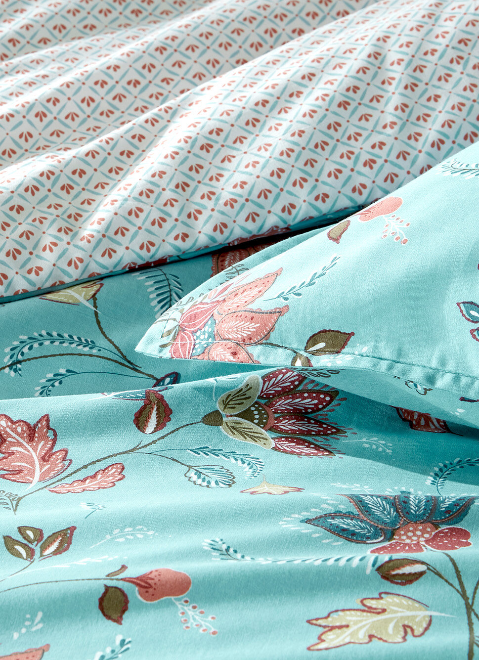 LOT DE 2 TAIES D'OREILLER EN PERCALE JAHAN BLEU