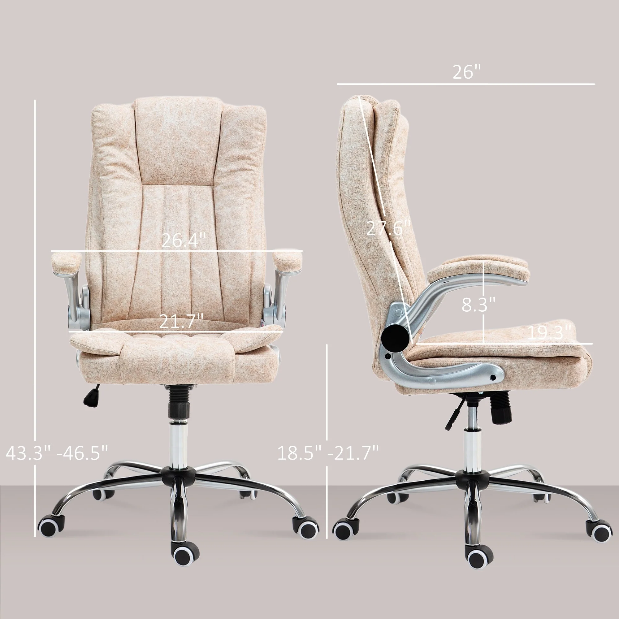 Swivel Computer Chair Executive Office Chair High Back Desk Chair with Padded Flip-up Arms for Home Gaming and Rolling Wheels