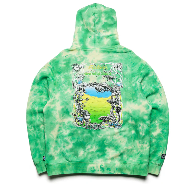 Malbon Golf x Grateful Dead Fesque Hoodie - Green Tie Dye