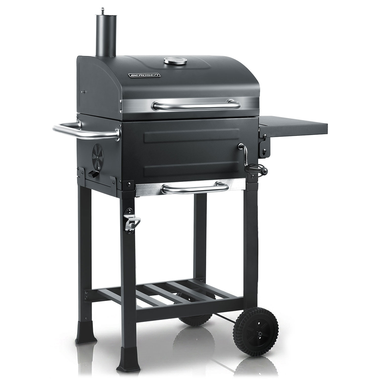 Grill węglowy ogrodowy Berdsen BD-894 stalowy ruszt 57x43 cm   termometr