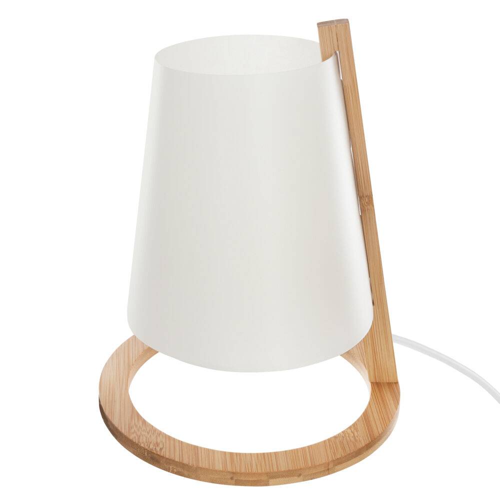 Candeeiro de mesa PITA branco com suporte em bambu