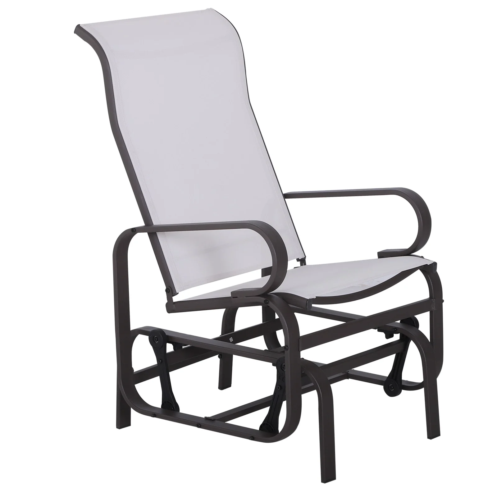 Outsunny Single Glider Patio Swing Rocking Chair with Breathable Mesh, Smooth Arms for Backyard, Garden, Lawn