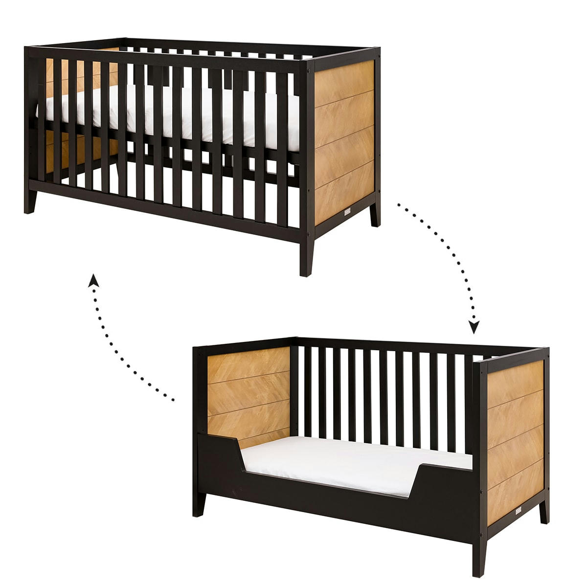 JOB - Lit évolutif 70x140 noir naturel naturel