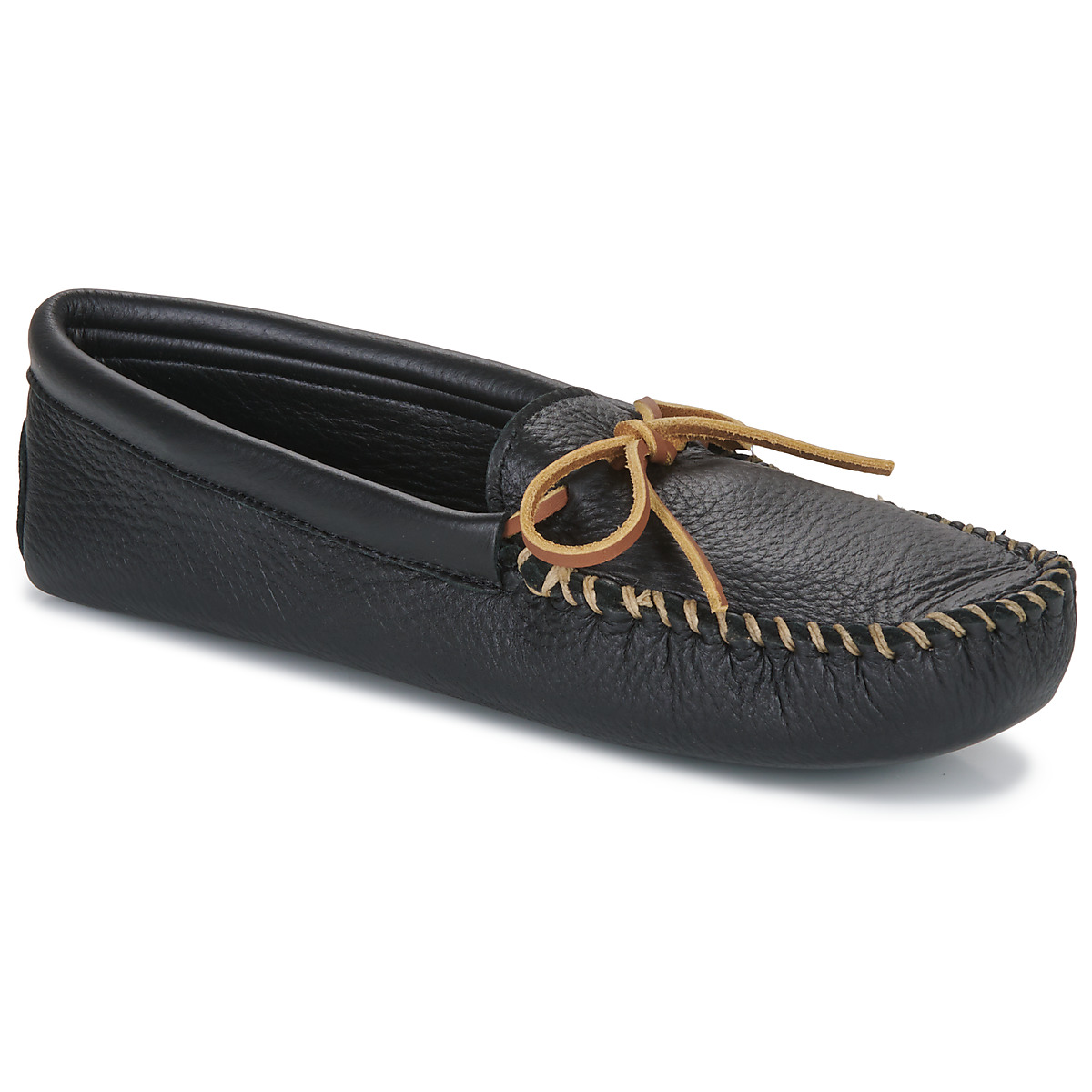 Minnetonka - DOUBLE DEERSKIN SOFTSOLE - Black