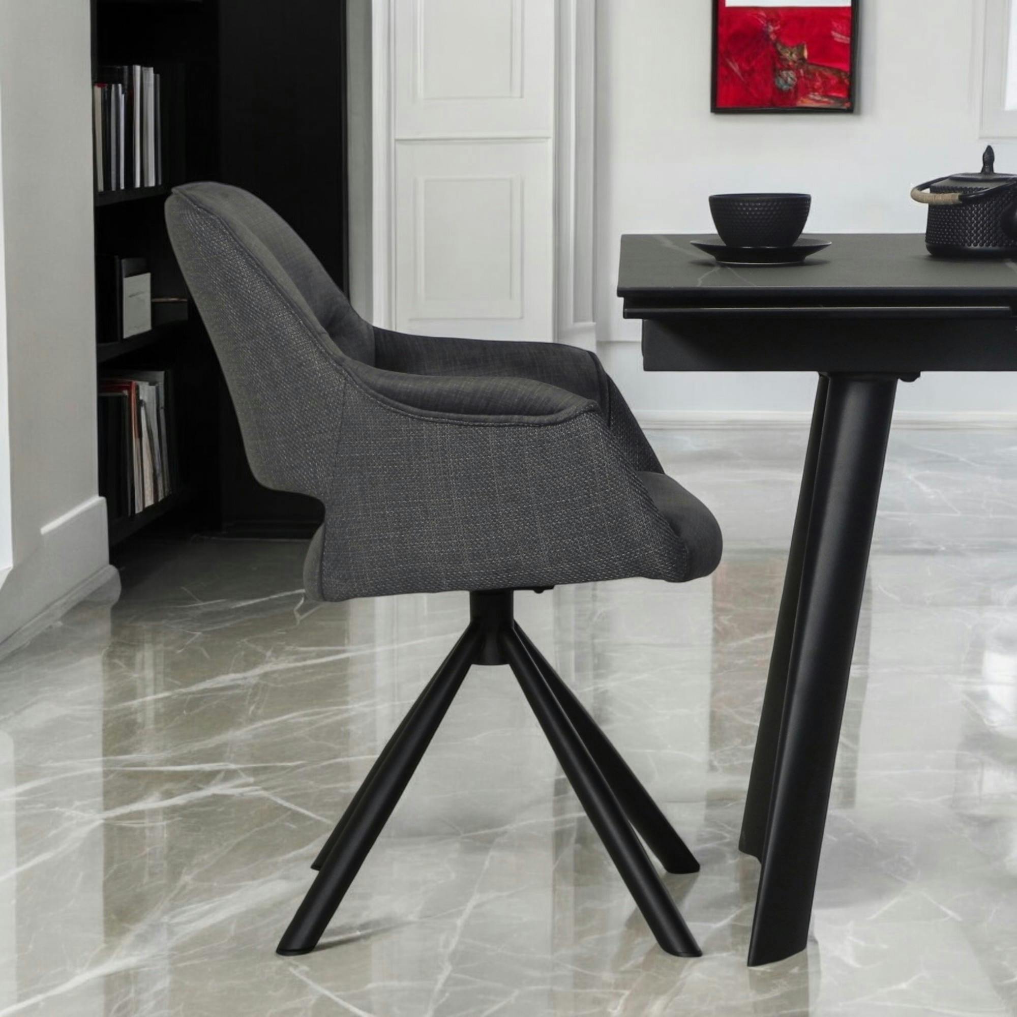 Fauteuil pivotant bi-matière, couleur grise (lot de 2) IENA