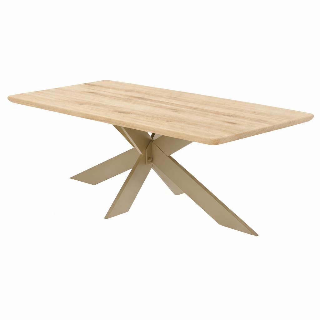 Table extensible chêne blanc bords biseautés pied grège fin 200 cm PALERME