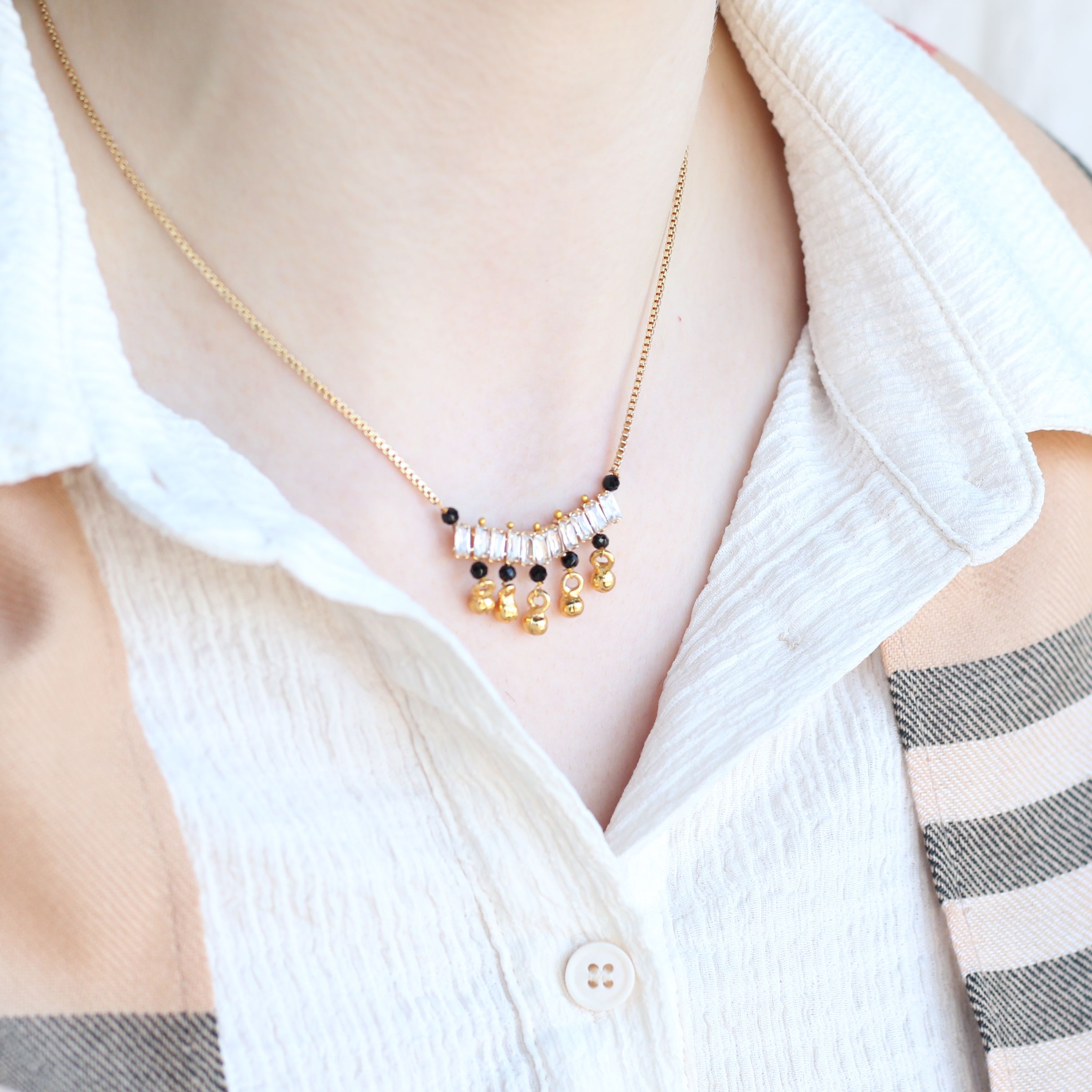 The Colourful Aura Indian Nazarian Gold Mangalsutra Stone Necklace