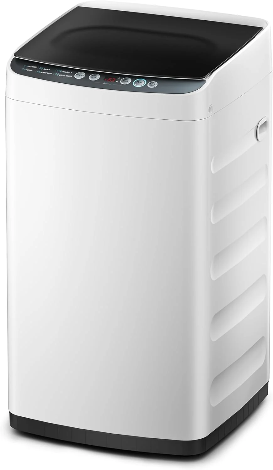 Portable Washer with 6 Cycles, Drum Clean, Quick, Stainless Steel Tub, Transparent Lid, LED Display Washing Machine, White