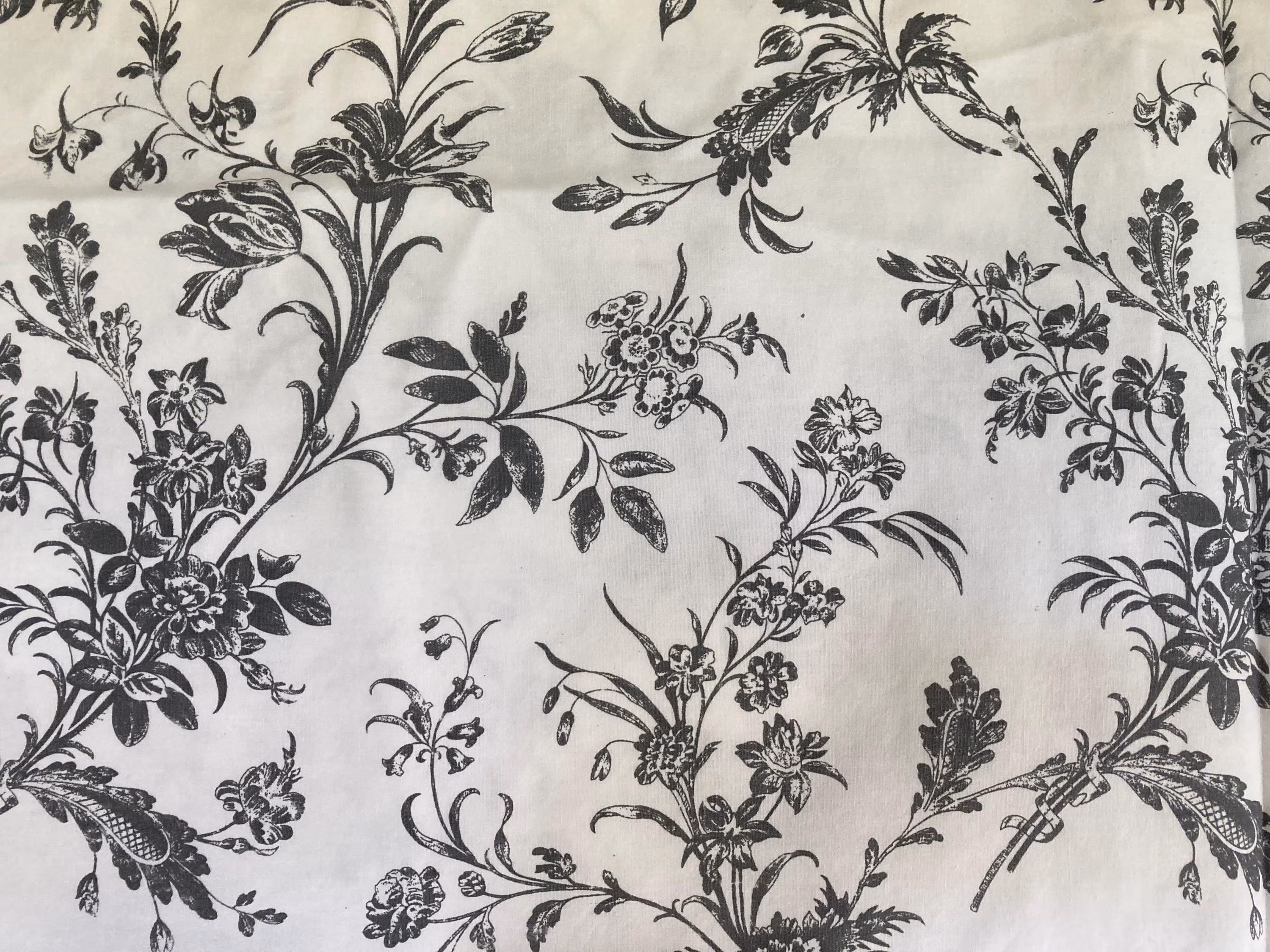 Vintage Duvet Cover, Queen Bed Size, Black and White Floral Print, 100% Cotton Fabric, Button Closure, Ikea Brand