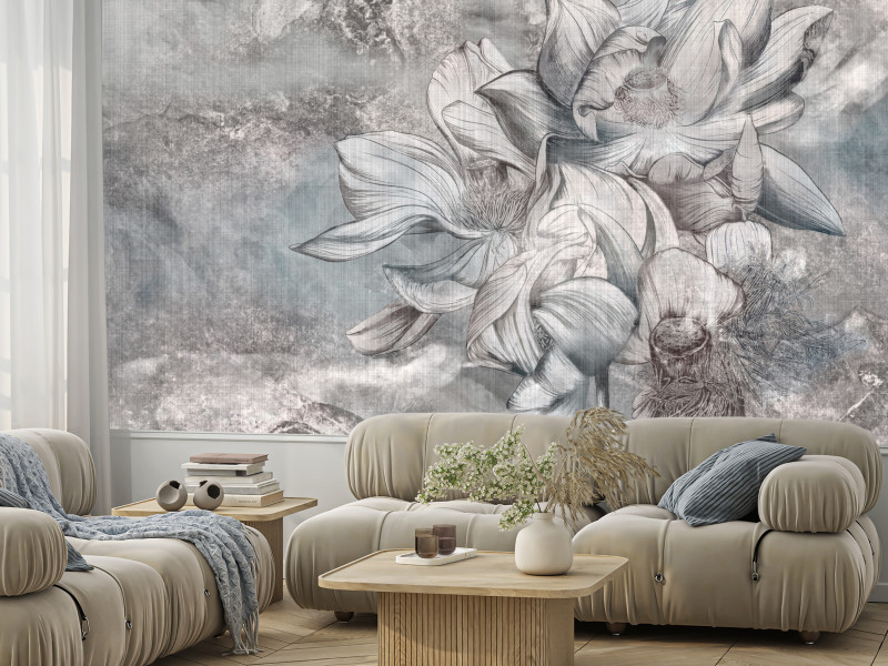 Fototapeta Piękny kwiat na betonowej ścianie 100x70cm