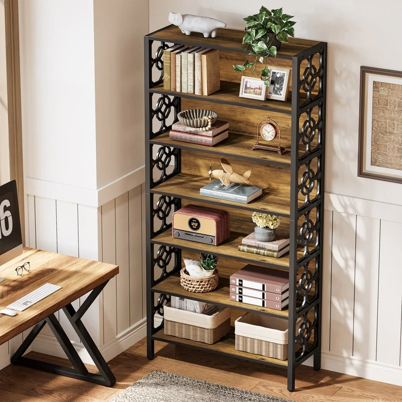 Industrial Tall Bookshelf Etagere Bookcase for Living Room
