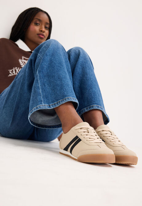 Womens Cream Retro Stripe Trainers