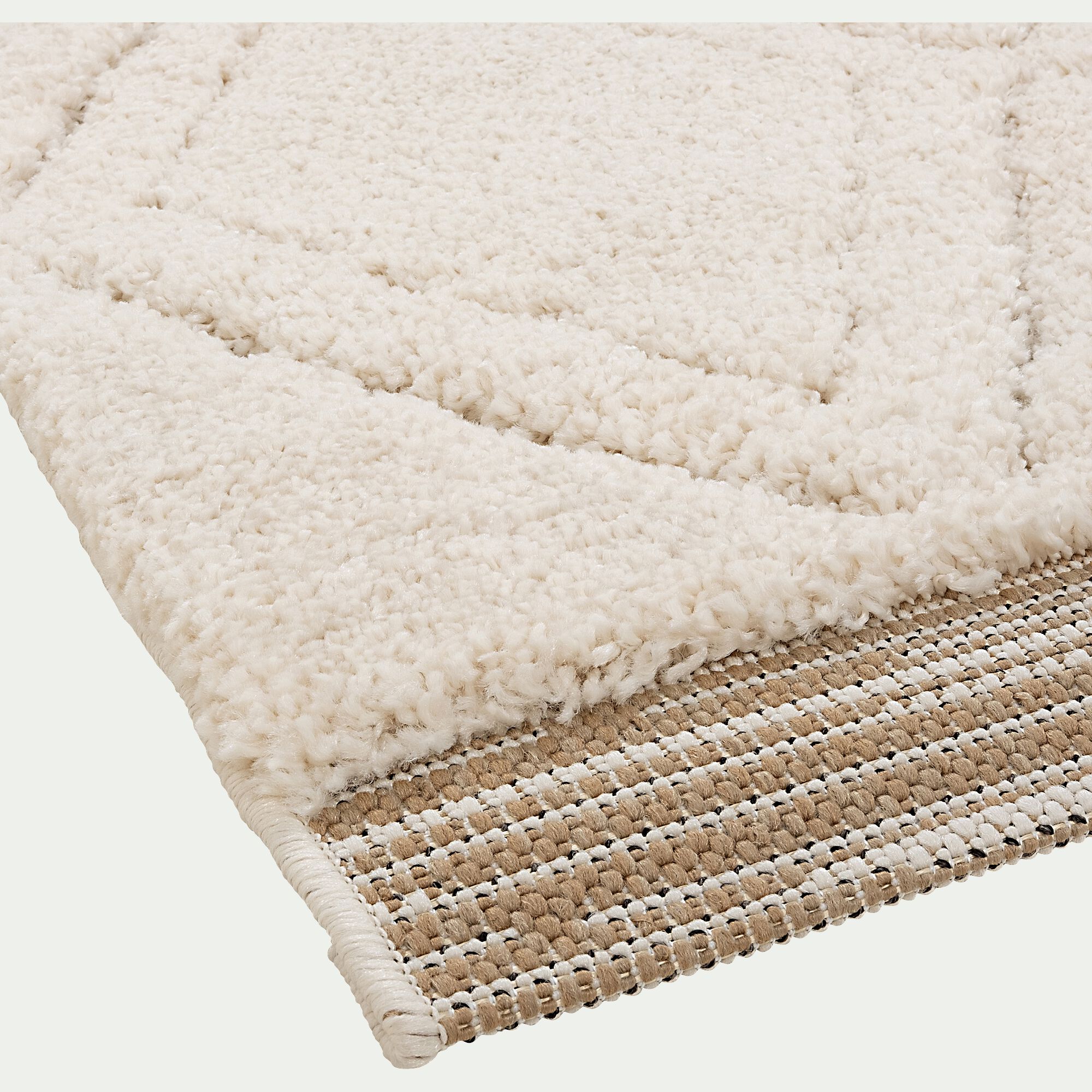 OURAIN - Tapis à poils longs style berbère 160x230cm - blanc