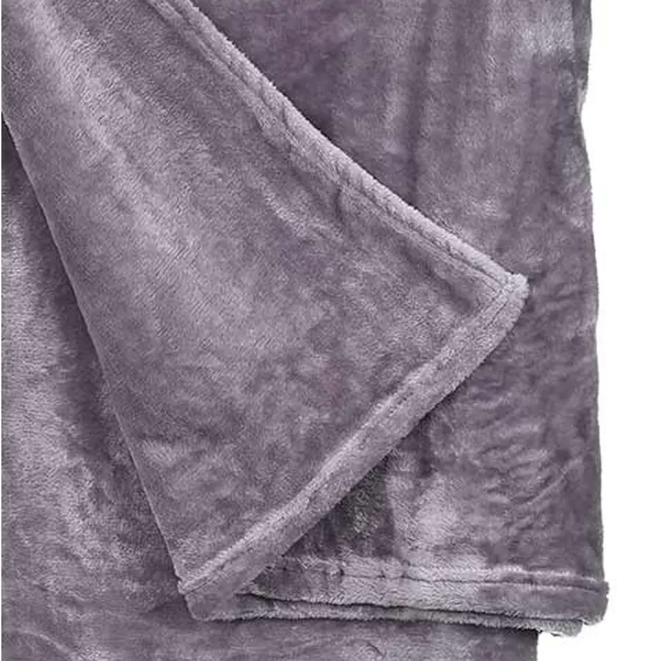 Giftdecor Fleece plaid - lichtgrijs - XL - polyester - 130x160cm