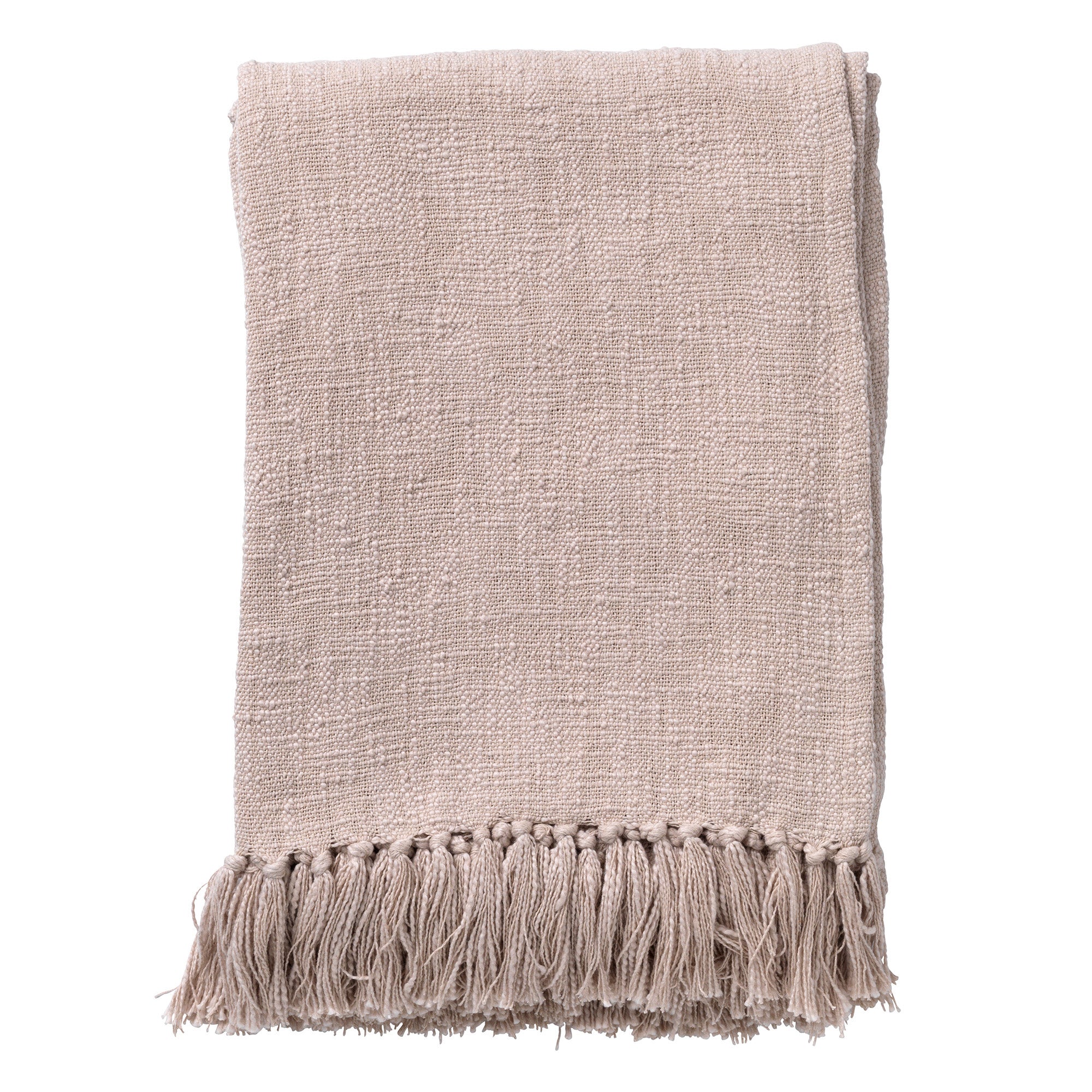 JUNE - Plaid 140x180 cm - 100% katoen - franjes - Pumice Stone - beige