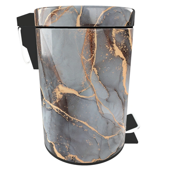 Kosmetikeimer »Marmor Abstrakt«, 3,0L, Grau, Rund