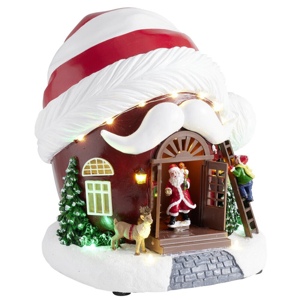 Village de No&euml;l LED animé scène maison bonnet 21x20xH21,5cm