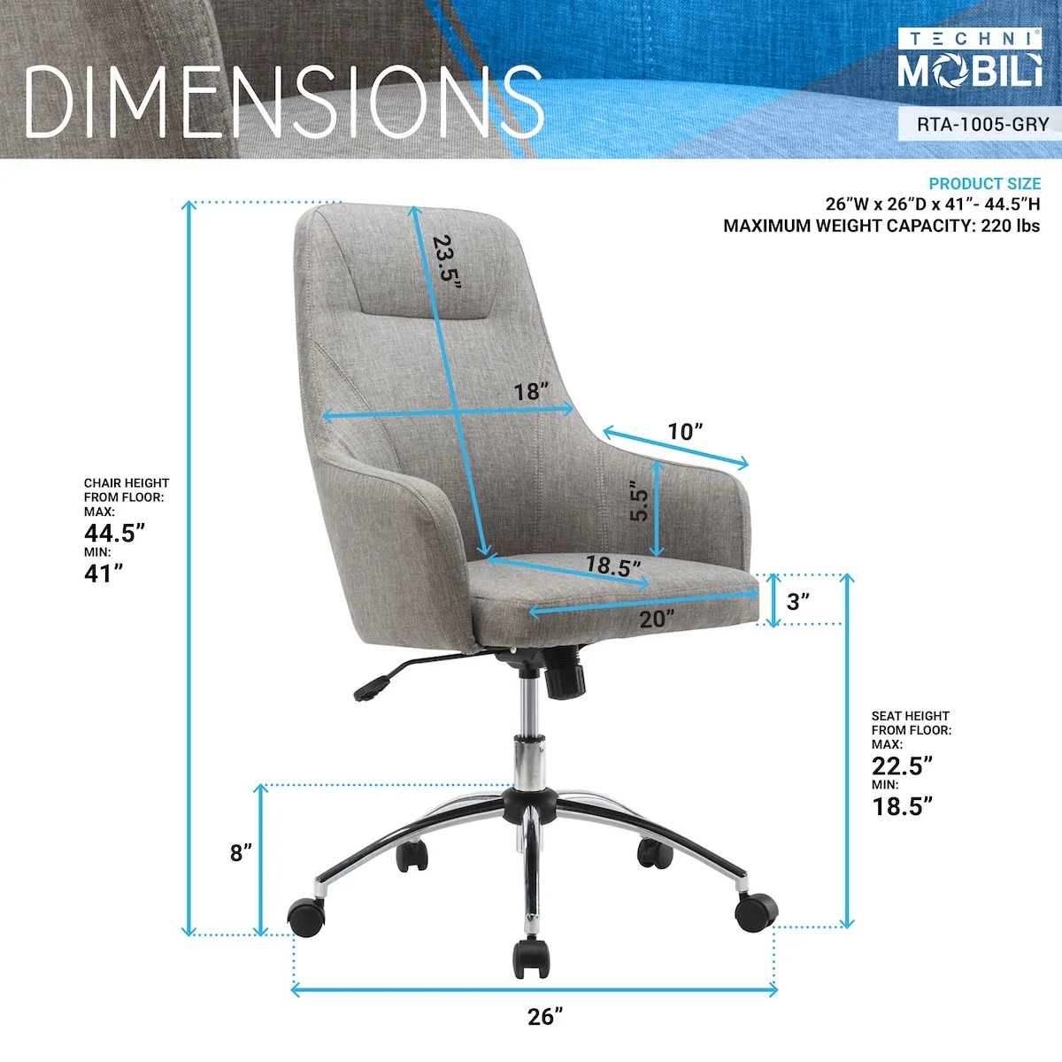 360 Degree Swivel Comfy Height Adjustable Upholstered High back Design with Headrest Rolling Office Desk Chair