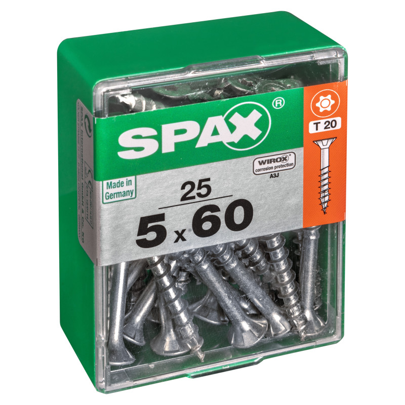 Vis universelle Torx 5 x 60 mm 25 pièces SPAX