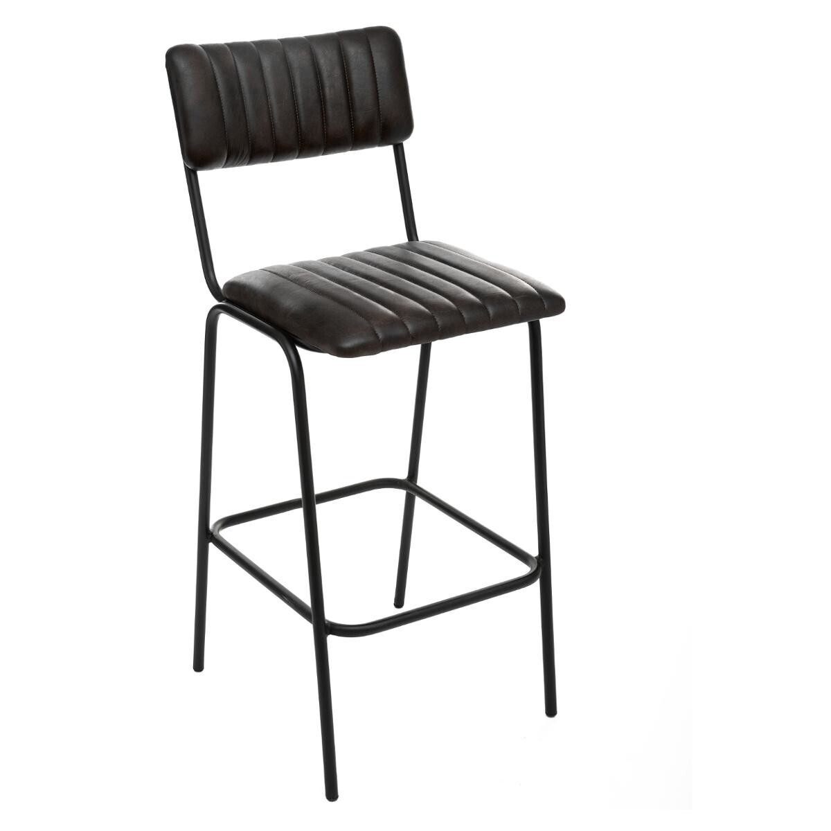 Skórzany hoker barowy stołek kuchenny styl loftowy 42x43x102 cm