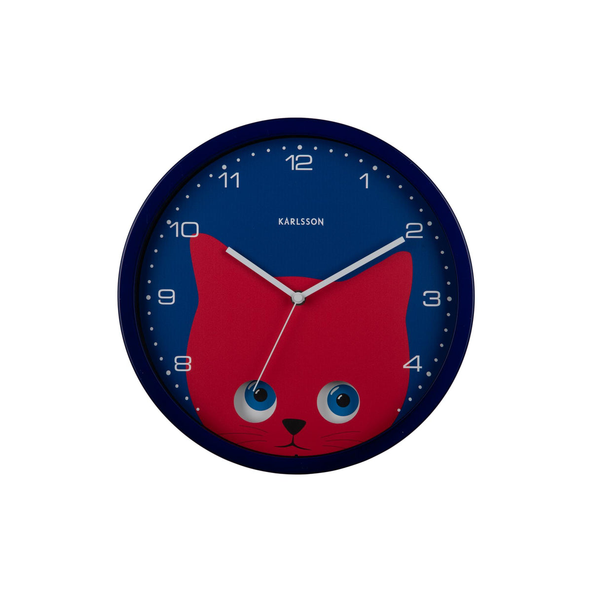 Karlsson wandklok Peekaboo Cat - blauw - Ø30.8cm
