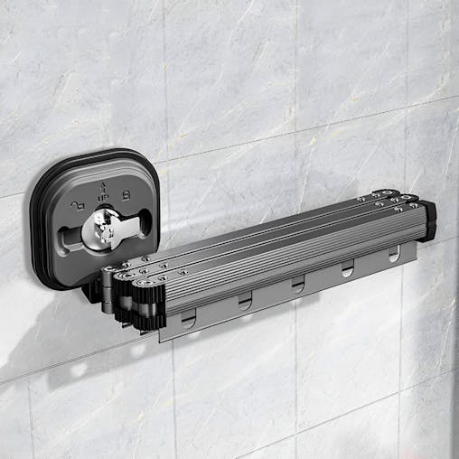 SOGA 2X 93.2cm Suction-Mounted Retractable Clothing Drying Rack Foldable Hanger
