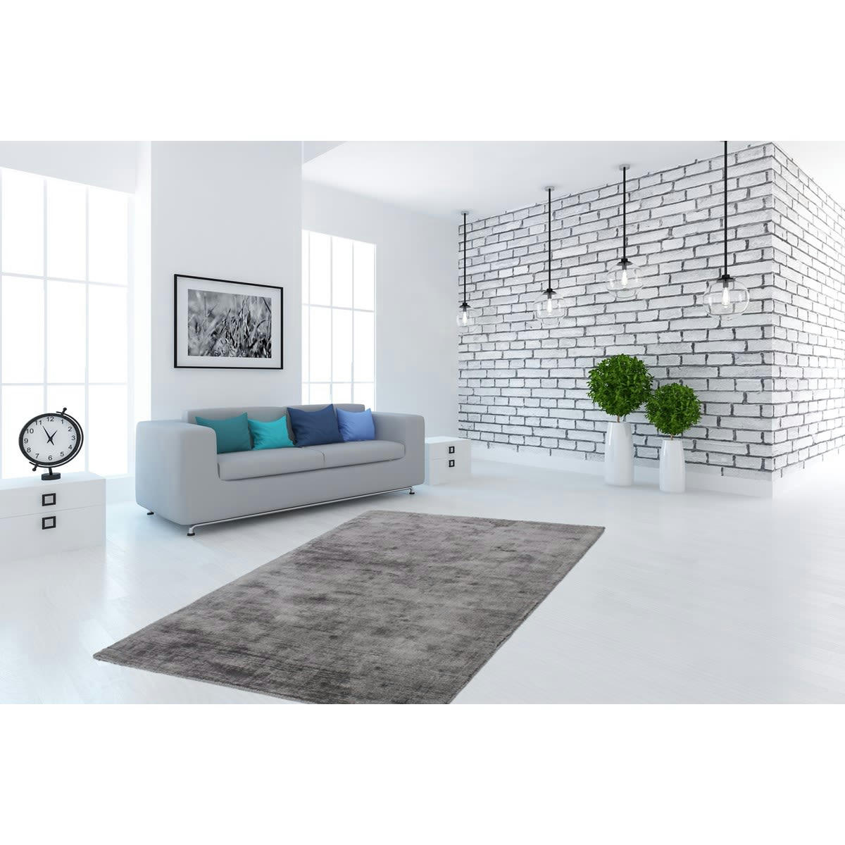 LUXOR - Tapis moderne en Viscose Gris anthracite 160x230 cm