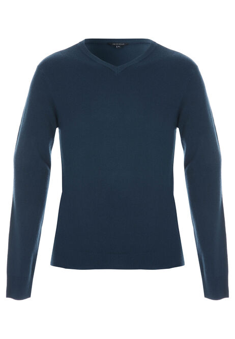 Mens Teal Soft Touch V-Neck Jumper