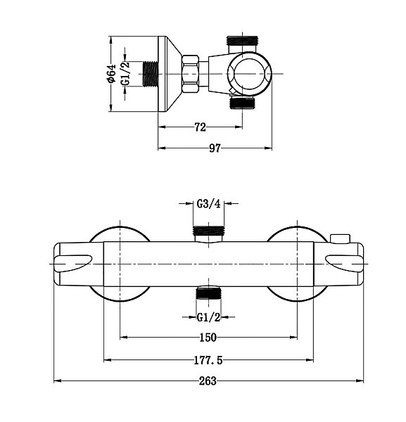 Mitigeur de douche thermostatique chromé Edouard Rousseau Breva