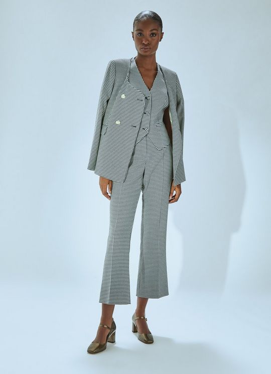 Laurie Black & Cream Houndstooth BootcutLENZING? ECOVERO? Viscose Trouser