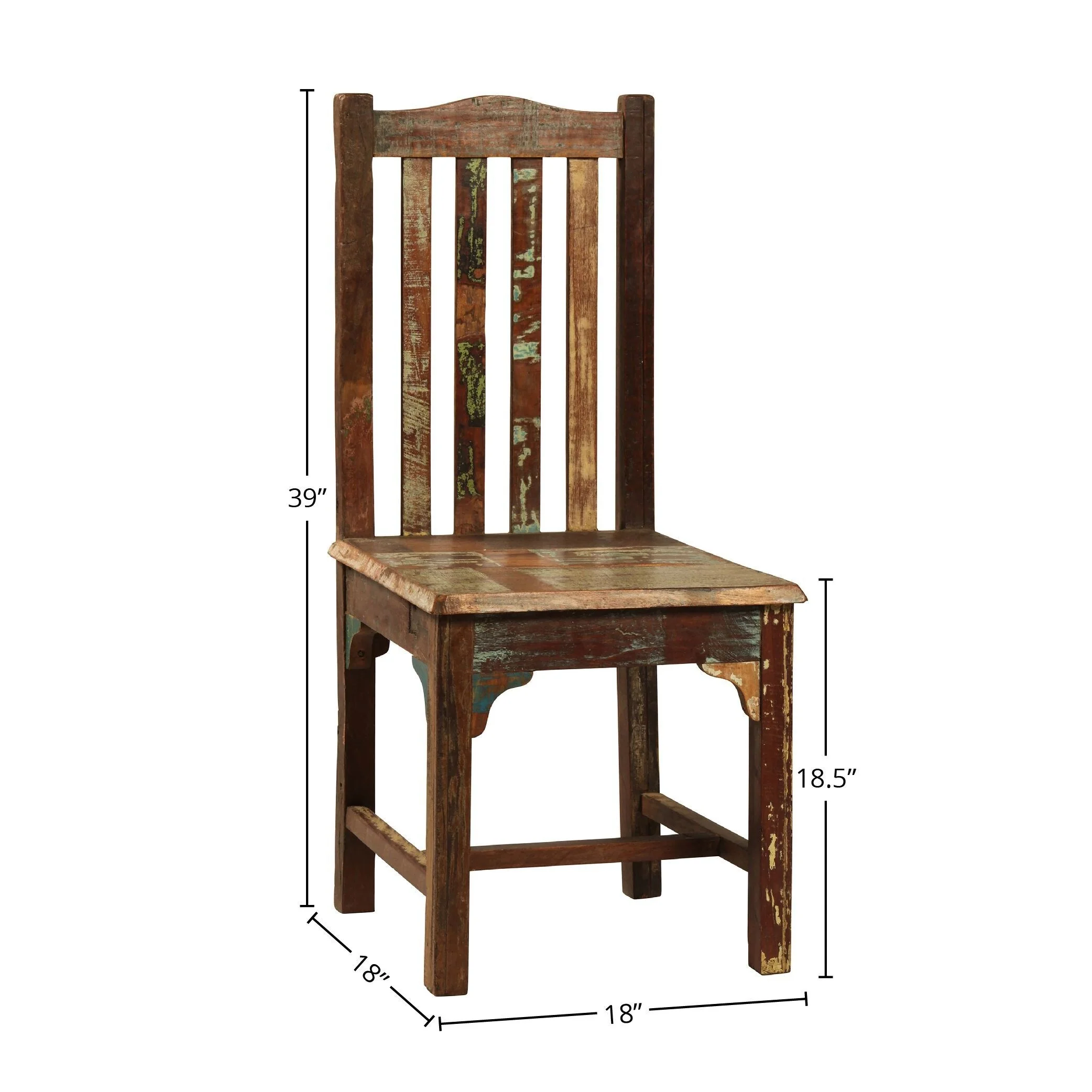 Journee Reclaimed Hardwood Lath Back Dining Side Chair, Distressed Paint Finish