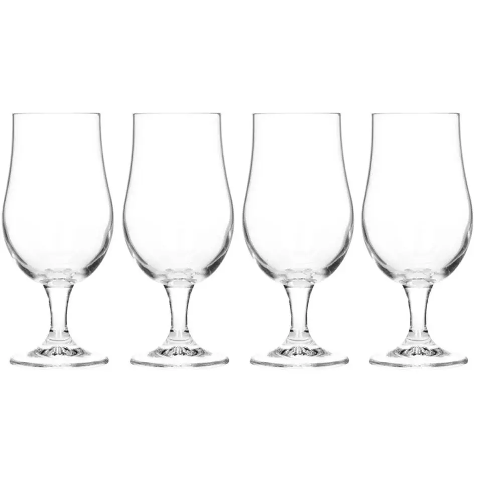 Excellent Houseware Bierglazen op voet - 4x- glas - speciaal bier