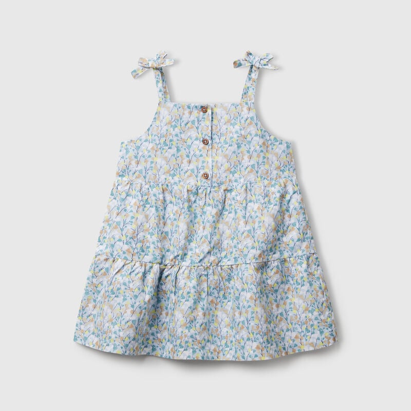 Flounced dress with flower print