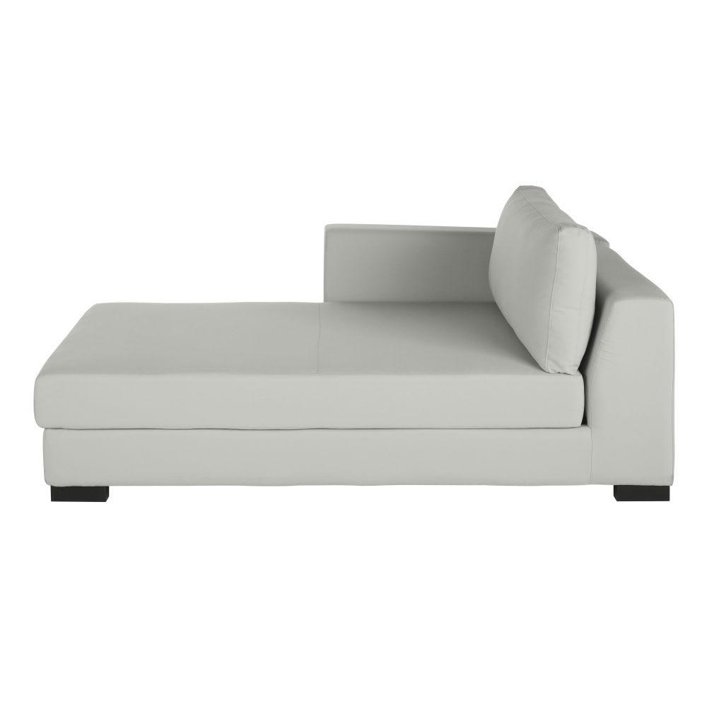 Terence - Méridienne-coffre gauche pour canapé modulable en toile gris clair