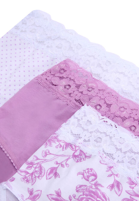 Womens 3pk Lilac Floral Print Full Briefs