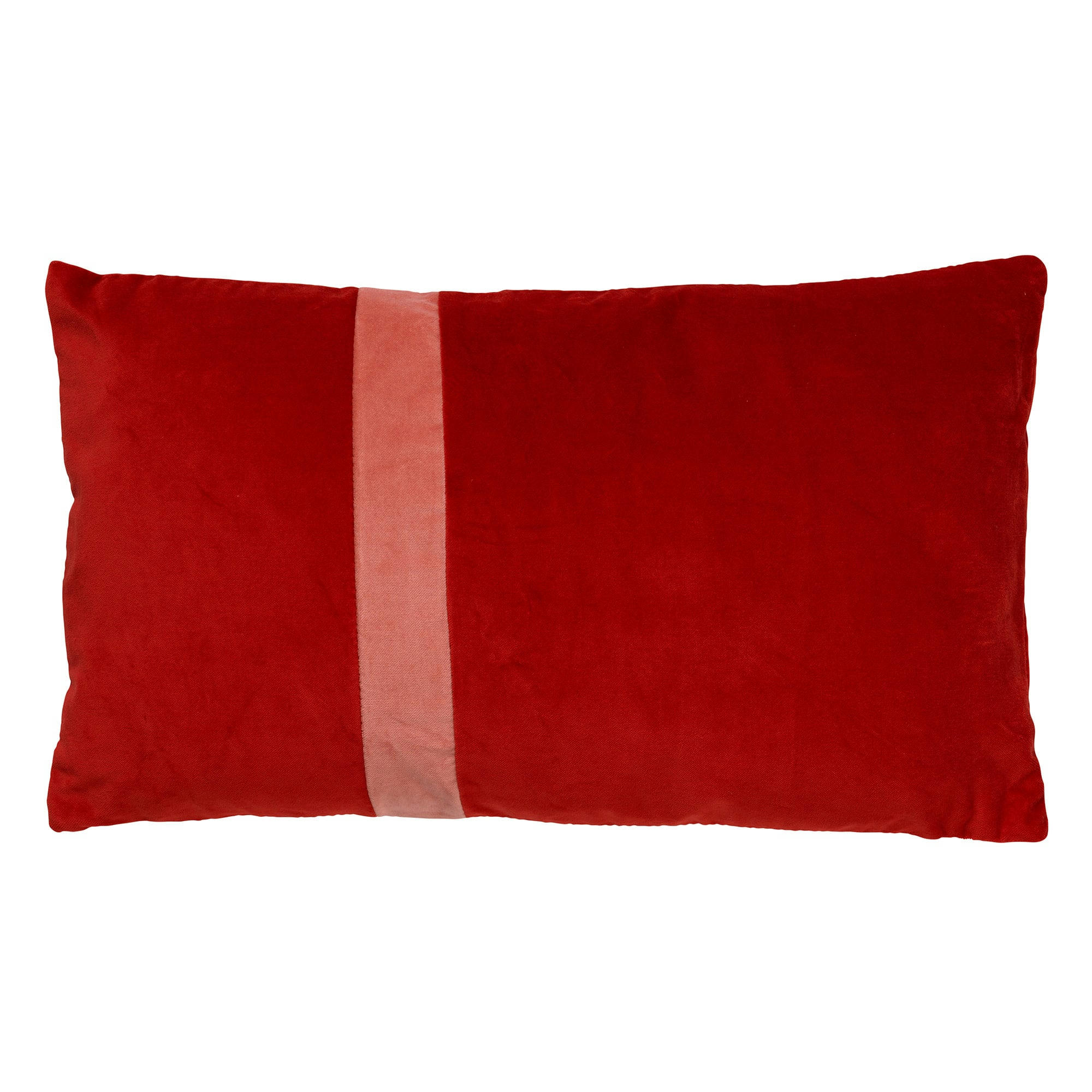 PIPPA - Coussin - rouge en velours 30x50 cm avec motif rayé