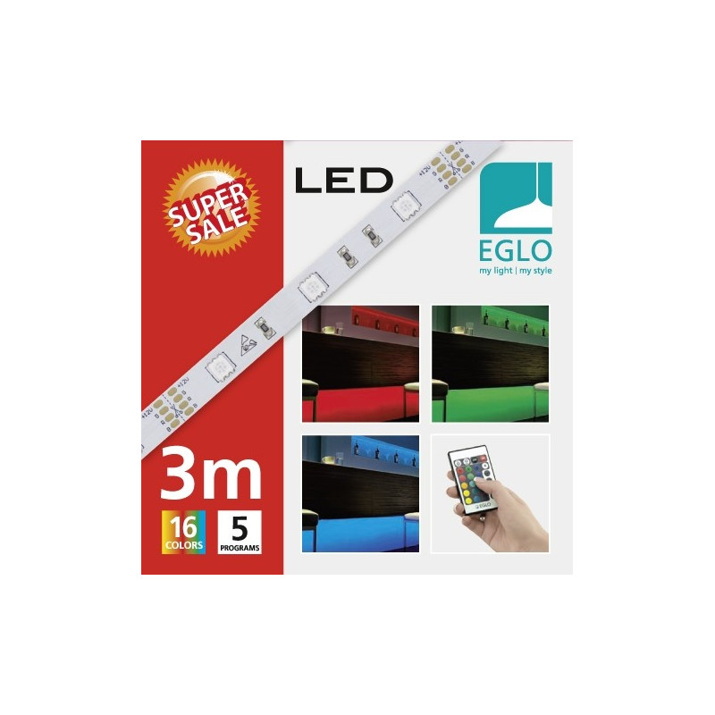 Ruban LED RGB avec télécommande 3 m EGLO