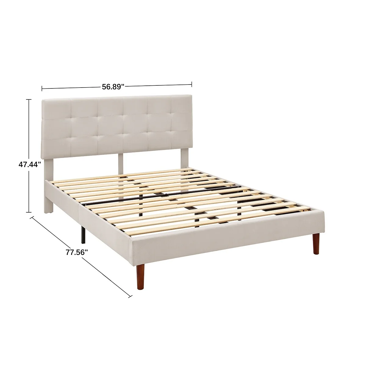 MUSEHOMEINC Tufted Upholstered Platform Bed with Adjustable Height Headboard
