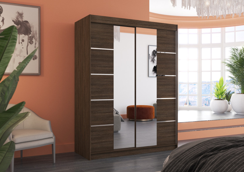 Szafa przesuwna z lustrem NORDIC 150 Choco