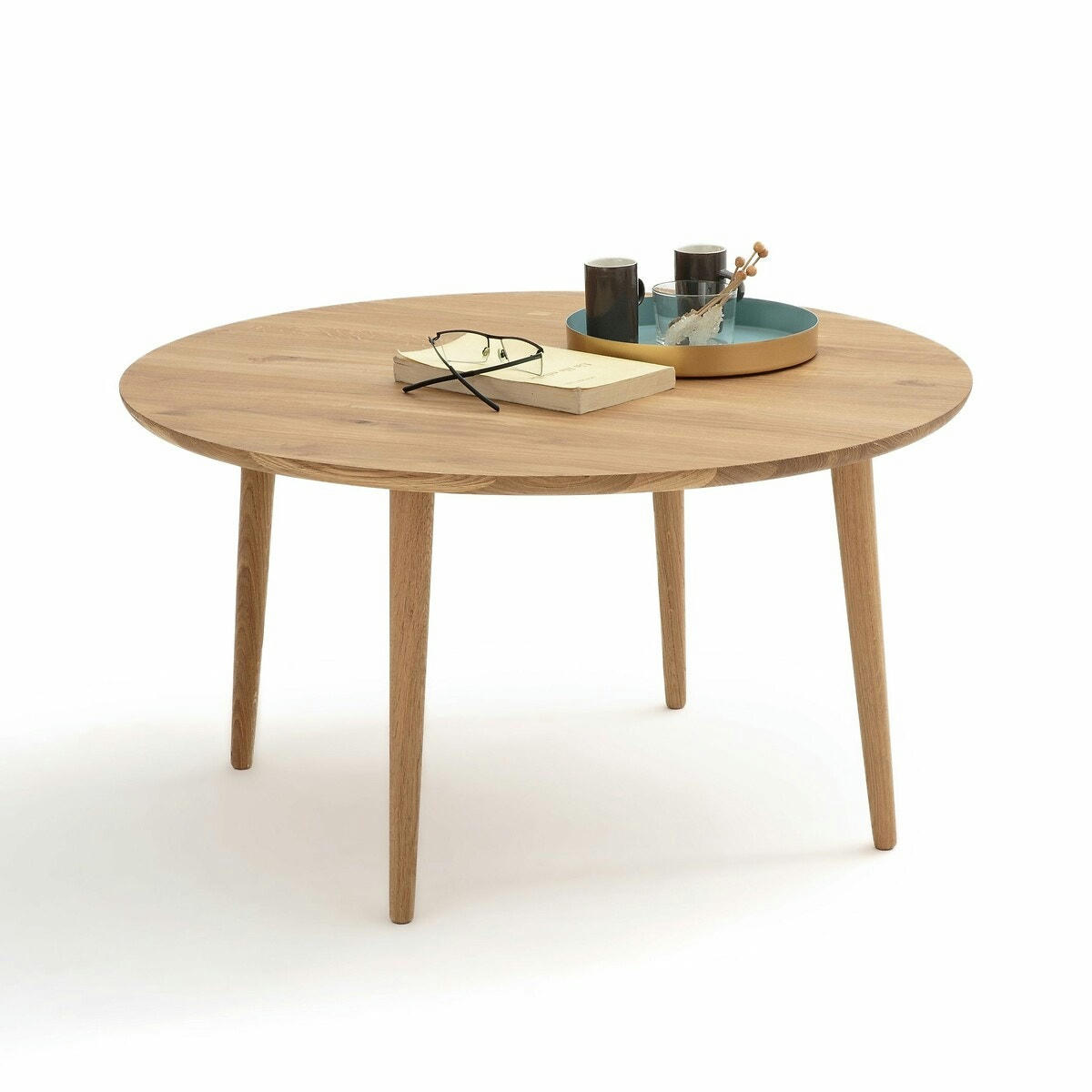 Table basse ronde, chêne massif, CRUESO