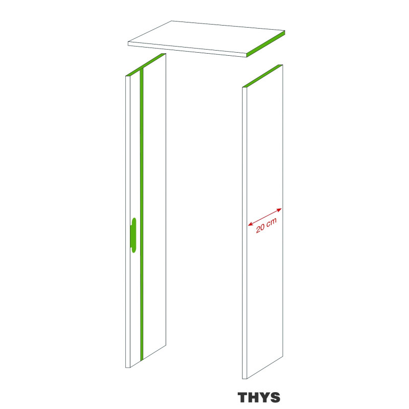 Ebrasement 20 cm pour porte coupe-feu 30 min S63 Laminado 1 point 201,5 cm platina blanc THYS