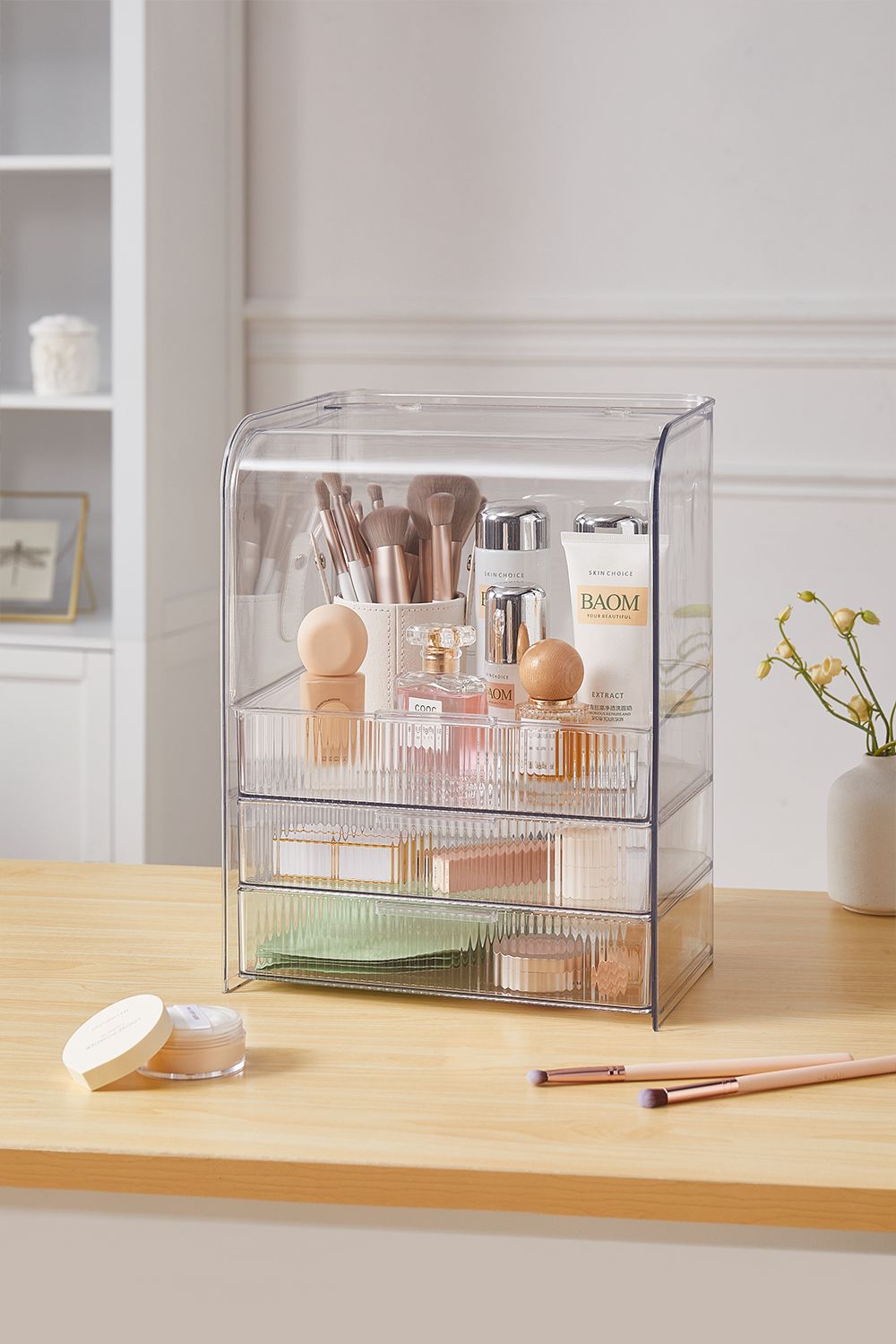 SHEONLY Large Capacity Makeup Organizer with 2 Drawers for Vanity