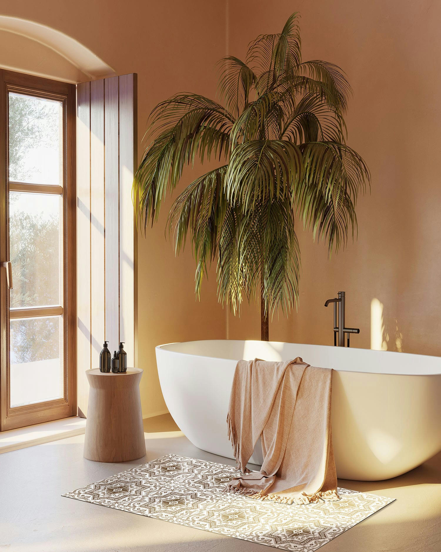 ALFOMBRAS AZULEJOS - Tapis vinyle carreaux ciments tolédo brun 60x250cm