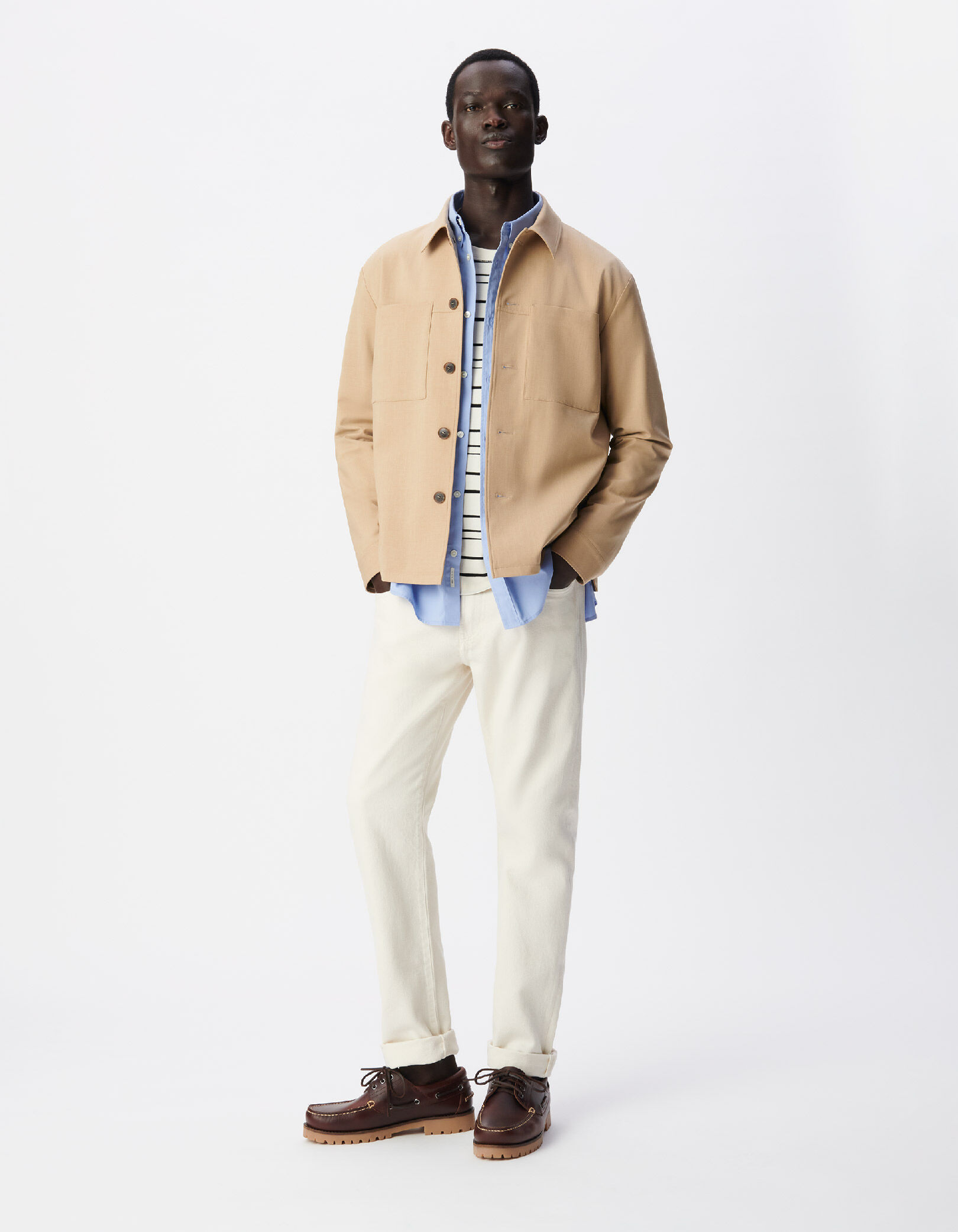 Veste de costume beige foncé esprit surchemise Homme
