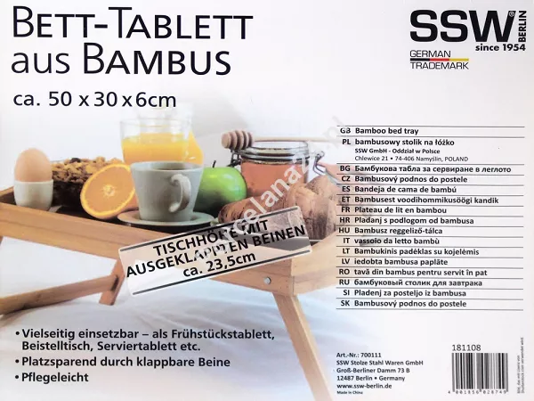 Taca bambusowa / stolik 50 x 30 cm SSW - 700111