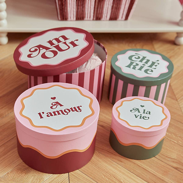Lot de 4 boîtes Cherie rouge 25x15cm - Atmosphera