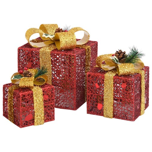 NNEVL Decorative Christmas Gift Boxes 3 pcs Red Outdoor Indoor