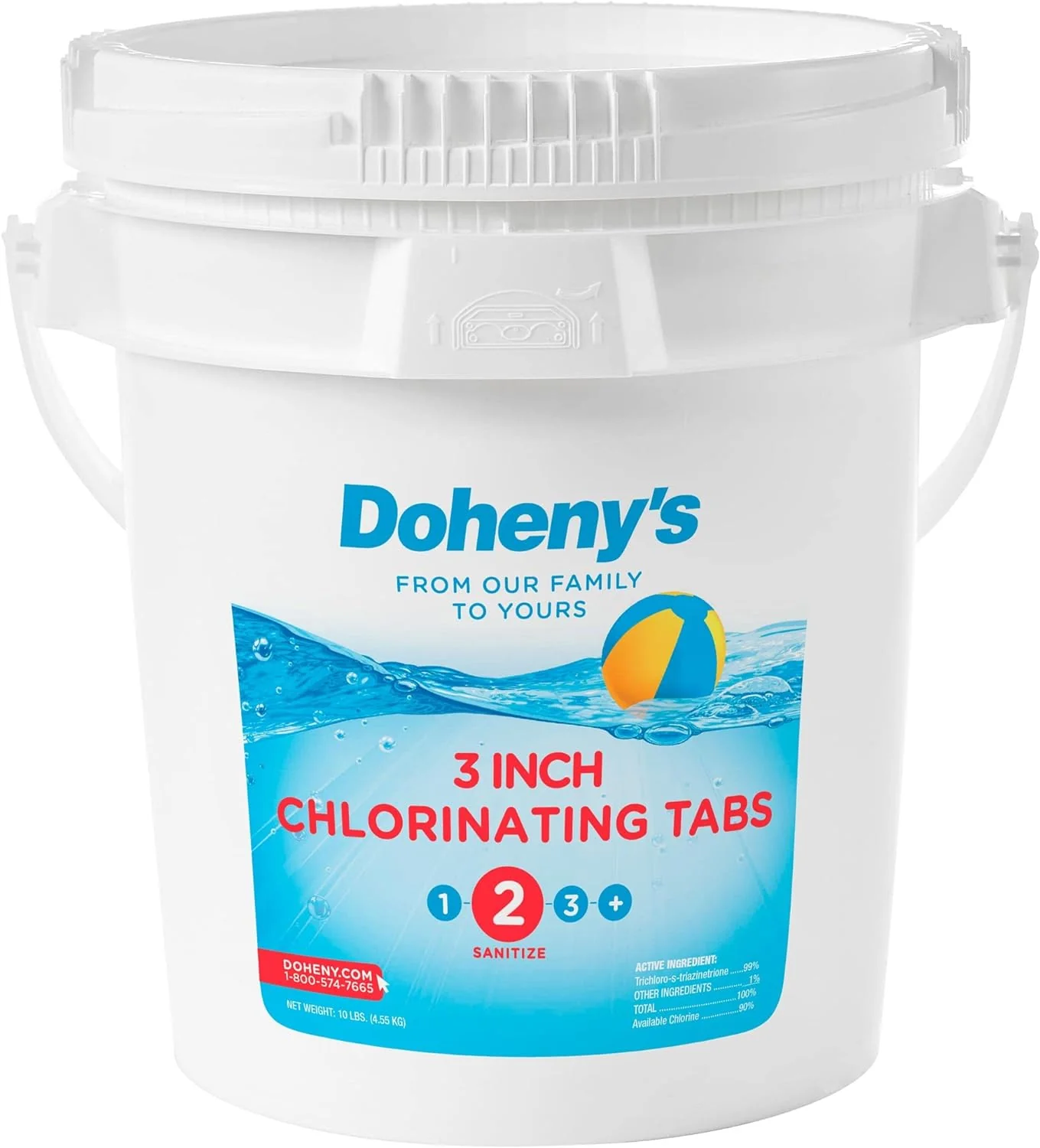 3 Inch Stabilized Chlorine Tablets | Pro-Grade Pool Sanitizer, Long Lasting, Slow Dissolving, 99% Pure Tri-Chlor, Individually Wrapped - 50lb(10 lb.)