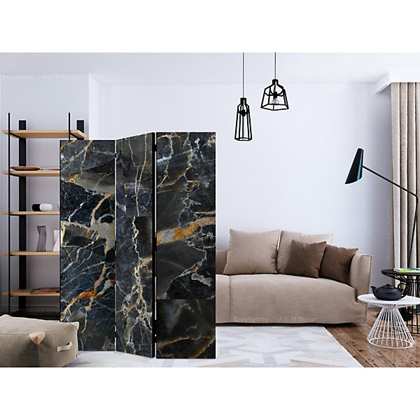 Paravent élégance Marbre Noir pour Décoration Intérieure 135 x 172 cm Orange et Gris